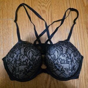 Victoria's Secret Bombshell Add 2 Cups Pushup Bra In Black Lace 34B